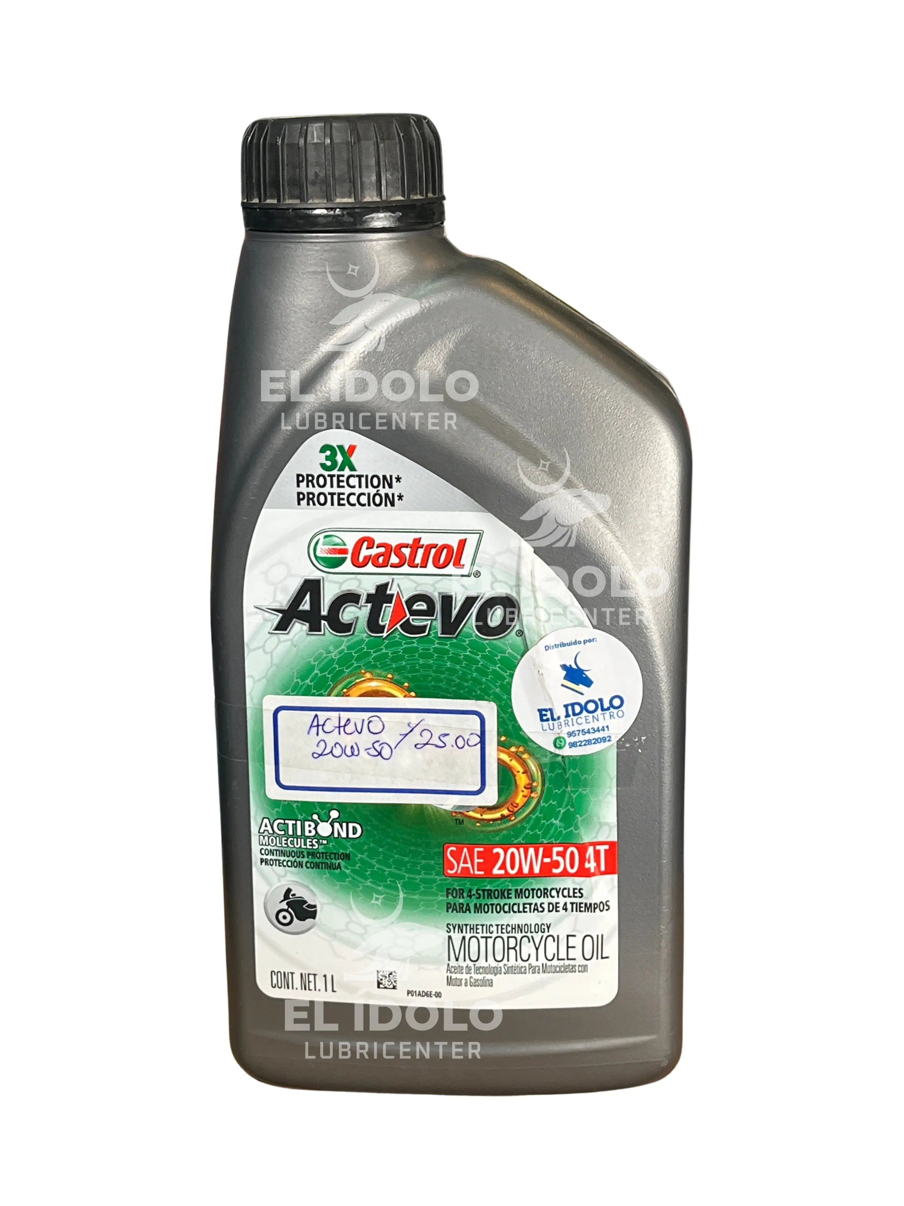 CASTROL ACEITE MOTOCICLETA ACTEVO 4T 20W50 1L